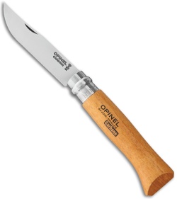 Opinel Knives No 8 Carbon Steel Knife Wood w/ Sheath- Gift Box