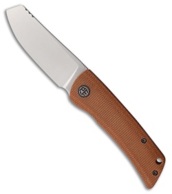 Petrified Fish Flavorist Cleaver Liner Lock Knife Brown Micarta (3.1" Satin)
