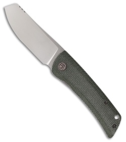 Petrified Fish Flavorist Cleaver Liner Lock Knife Green Micarta (3.1" Satin)