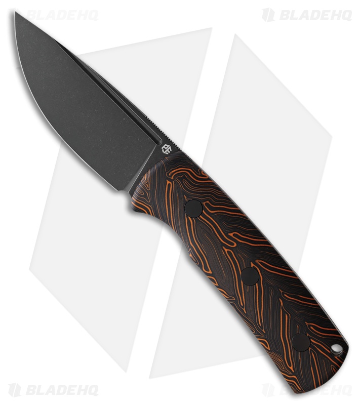 Petrified Fish Beluga Fixed Blade Knife Orange/Black G-10 (3.6" Black SW)