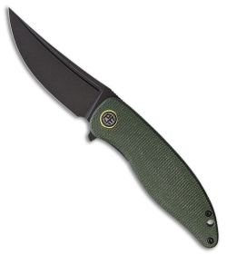 Petrified Fish Simum Clip Point Liner Lock Knife Green Micarta (3.5" Black)