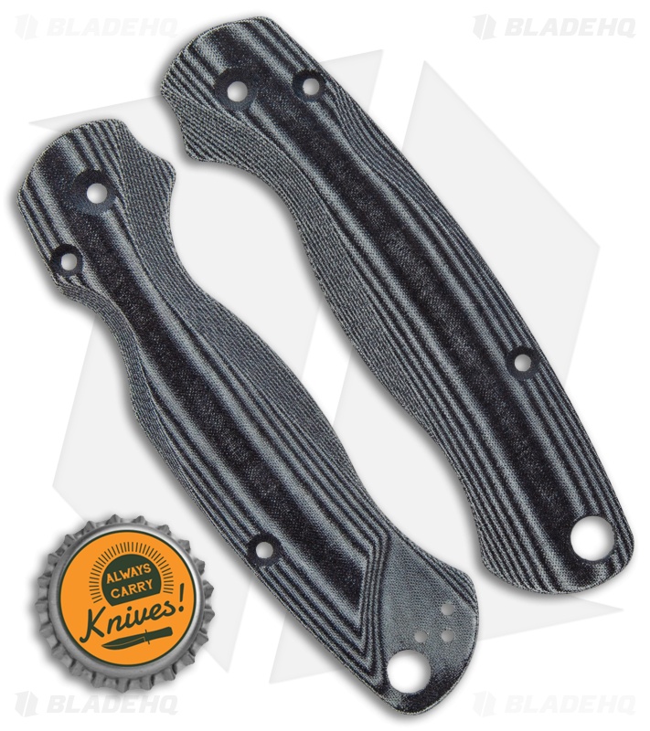 Flytanium Custom Black Linen Micarta Lotus Scales for Spyderco Paramilitary 2