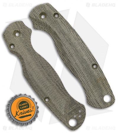 Flytanium Custom Green Canvas Micarta Lotus Scales for Spyderco Paramilitary 2