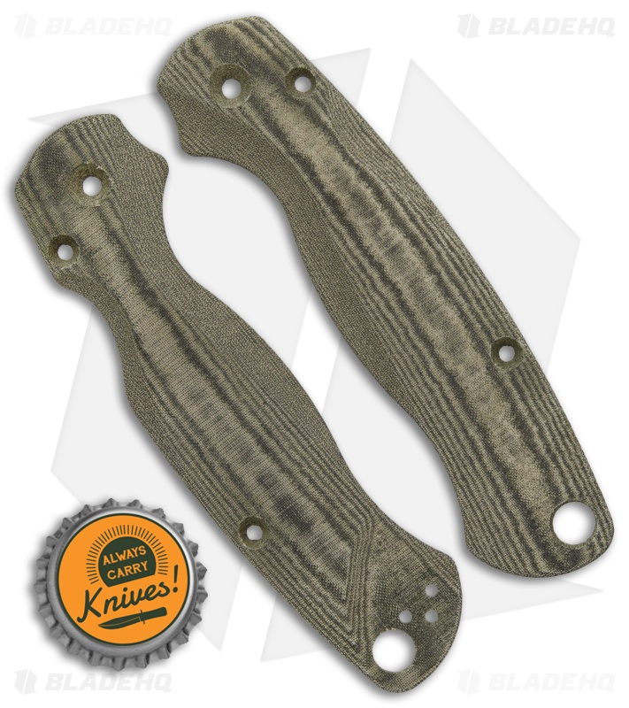 Flytanium Custom Green Linen Micarta Lotus Scales for Spyderco Paramilitary 2