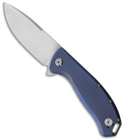 PMP Knives Big Boy Flipper Frame Lock Knife  Blue Titanium (3.7" Satin) PMP023