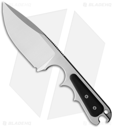 PMP Knives Pitbull Fixed Blade Neck Knife Black G-10 (3.5" Satin)