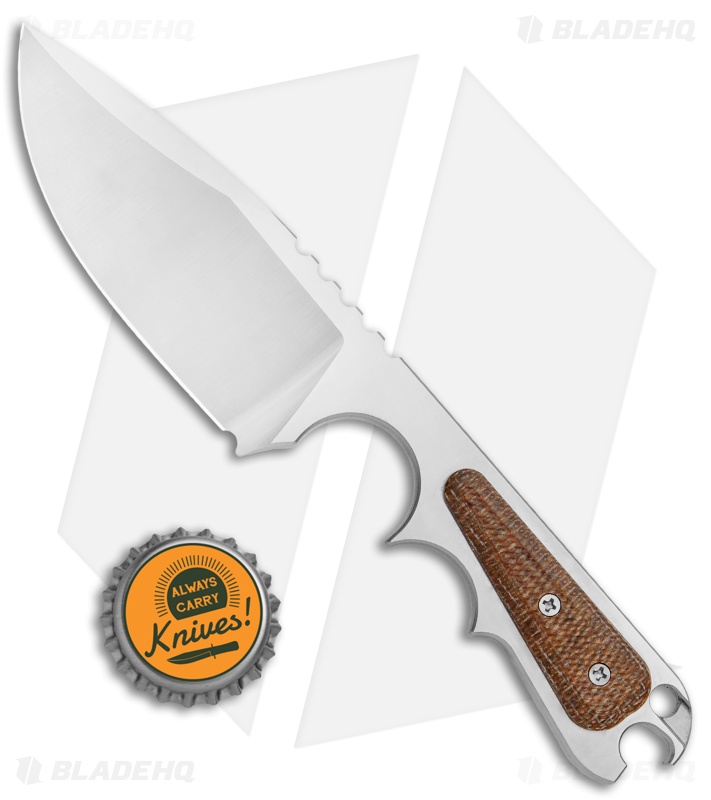 PMP Knives Pitbull Fixed Blade Knife Brown Micarta (3.5" Satin)