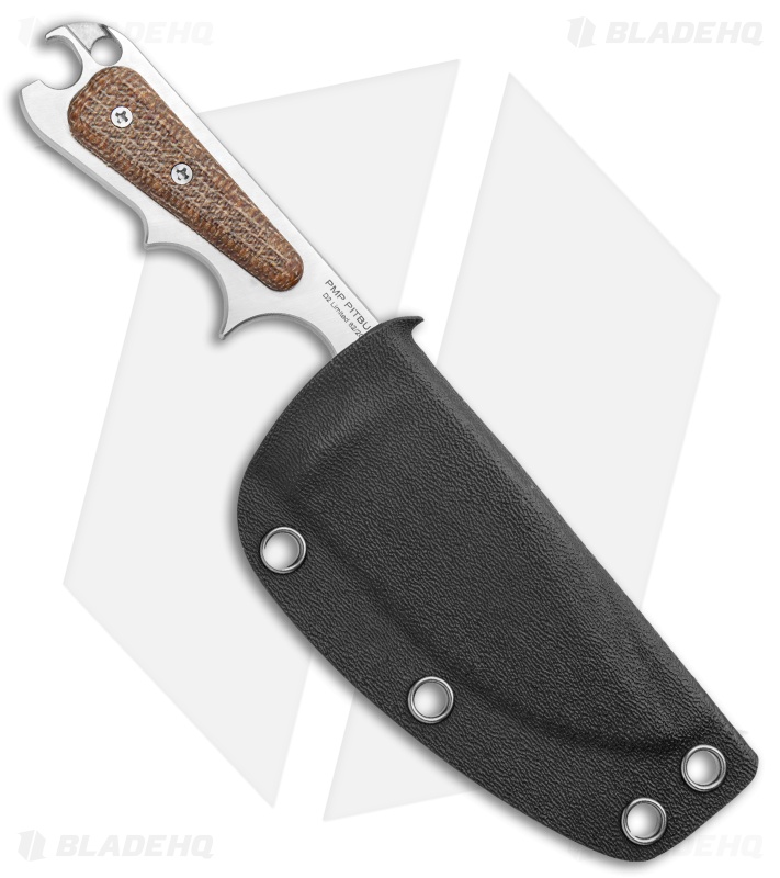 PMP Knives Pitbull Fixed Blade Knife Brown Micarta (3.5" Satin)