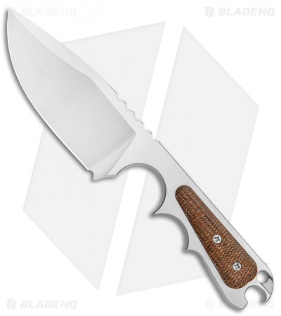 PMP Knives Pitbull Fixed Blade Knife Brown Micarta (3.5" Satin)