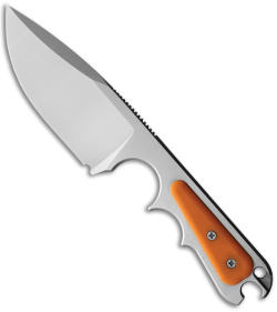 PMP Knives Pitbull Fixed Blade Neck Knife Orange G-10 (3.5" Satin)