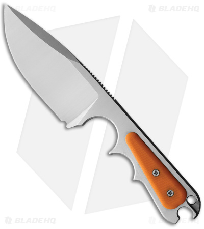 PMP Knives Pitbull Fixed Blade Neck Knife Orange G-10 (3.5" Satin)