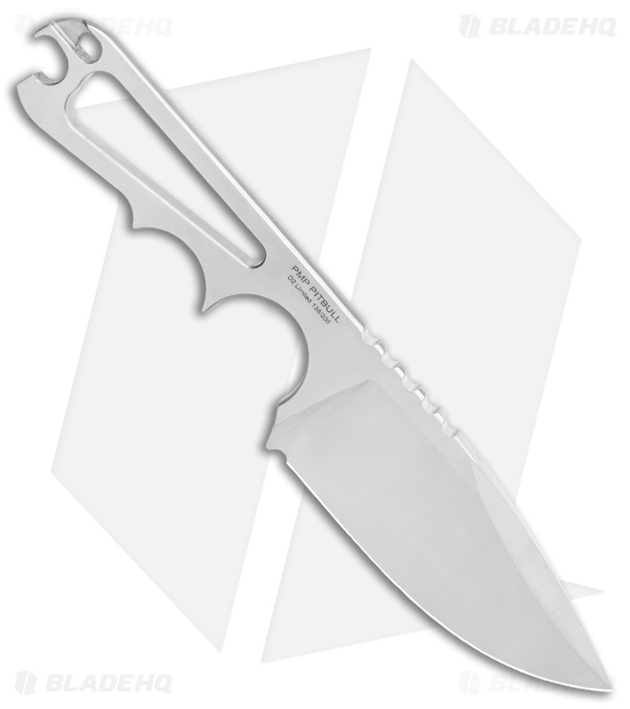 PMP Knives Pitbull Fixed Blade Knife Skeletonized (3.5" Satin)