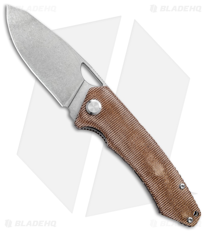 PMP Knives Spartan Liner Lock Knife Brown Micarta (3.25" Stonewash)