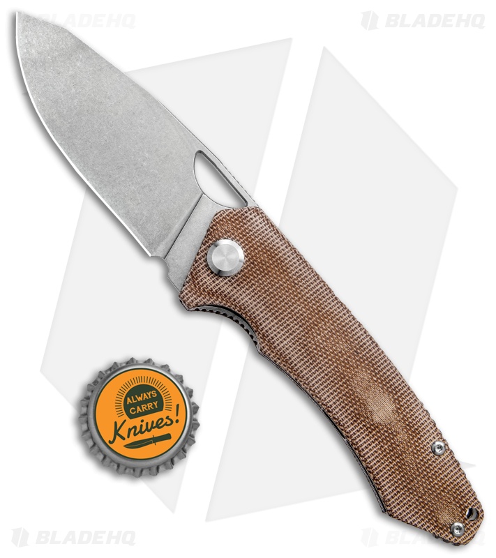 PMP Knives Spartan Liner Lock Knife Brown Micarta (3.25" Stonewash)