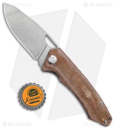 PMP Knives Spartan Liner Lock Knife Brown Micarta (3.25" Stonewash)