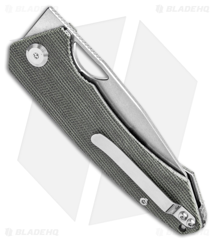 PMP Knives Spartan Liner Lock Knife Green Micarta (3.3" Stonewash)