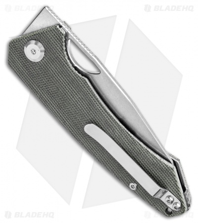 PMP Knives Spartan Liner Lock Knife Green Micarta (3.3" Stonewash)