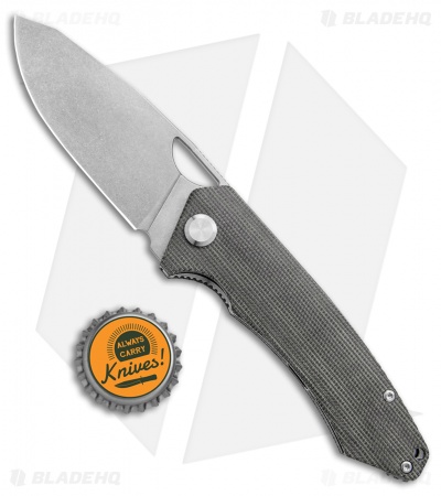 PMP Knives Spartan Liner Lock Knife Green Micarta (3.3" Stonewash)