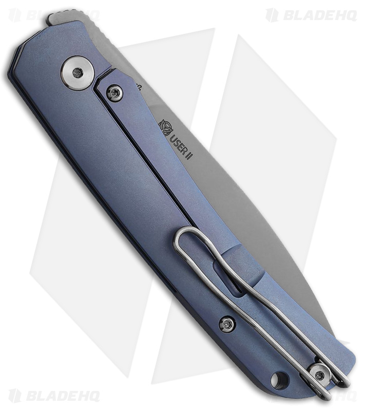 PMP Knives User II Frame Lock Knife Blue Titanium (3" Bead Blast)