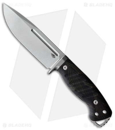 PMP Knives Warthog Fixed Blade Knife Black Brown G-10 (5" Stonewash)