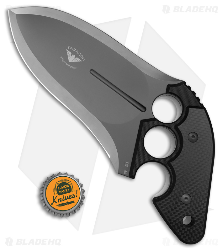 Asheville Steel Paragon Grau Pistol Grip Push Dagger Knife Gray G-10/CF (6" D2)