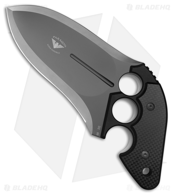 Asheville Steel Paragon Grau Pistol Grip Push Dagger Knife Gray G-10/CF (6" D2)