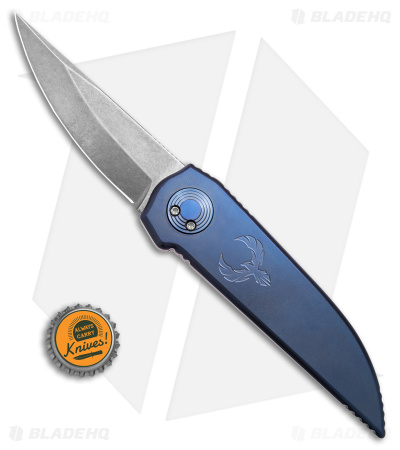 Paragon Phoenix Knife Blue Stonewash Titanium (3.9" Stonewash) CPM S35VN