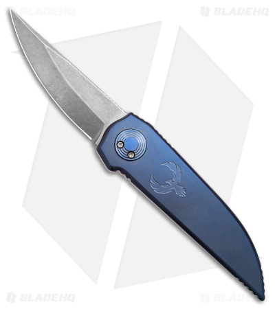 Paragon Phoenix Knife Blue Stonewash Titanium (3.9" Stonewash) CPM S35VN