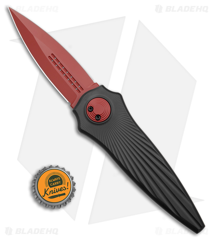 Paragon Warlock-X Folding Knife Star Burst Black Cerakote (4" Red 2-Groove)