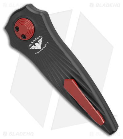 Paragon Warlock-X Folding Knife Star Burst Black Cerakote (4" Red 2-Groove)