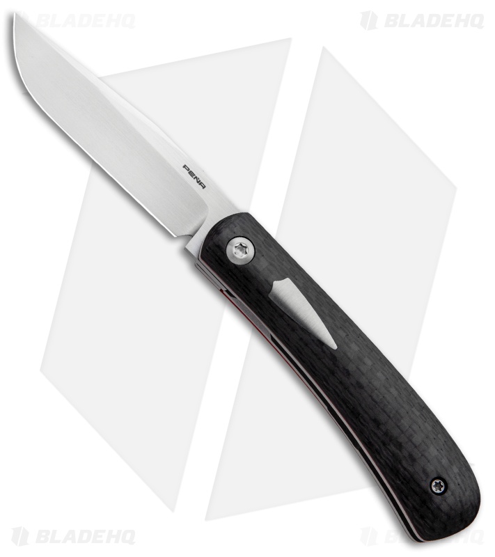 Pena Knives Custom Front Flipper Trapper Knife Carbon Fiber #1 (2.5" Satin)