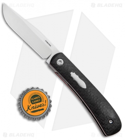 Pena Knives Custom Front Flipper Trapper Knife Carbon Fiber #2 (2.5" Satin)