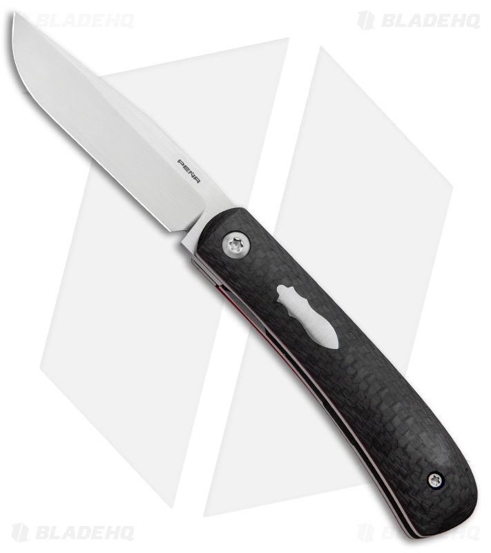 Pena Knives Custom Front Flipper Trapper Knife Carbon Fiber #2 (2.5" Satin)