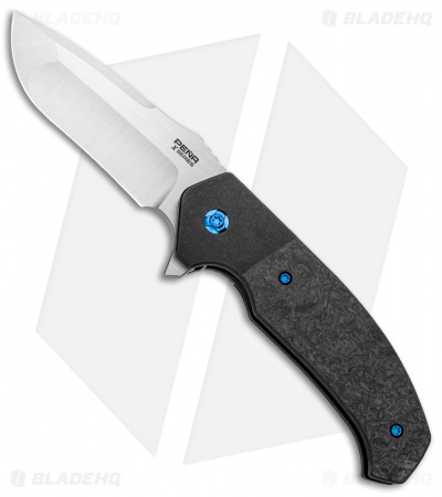 Pena Knives Mini Diesel Frame Lock Flipper Knife Marble CF (3.25" Satin)