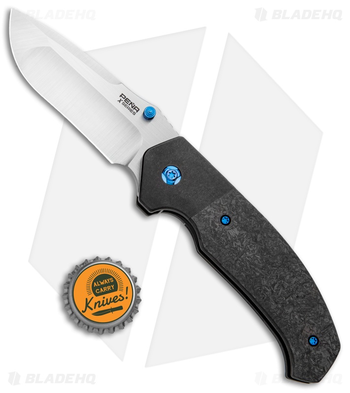 Pena Knives Mini Diesel Frame Lock Knife Marble CF (3.25" Satin)