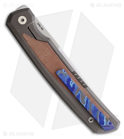 Pena Knives Sicario Frame Lock Knife Gray Ti + Brown Micarta (3.63" Satin M4)