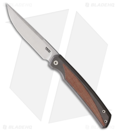Pena Knives Sicario Frame Lock Knife Gray Ti + Brown Micarta (3.63" Satin M4)