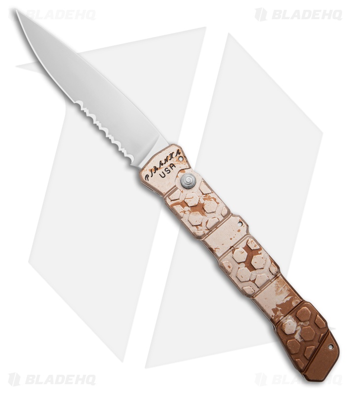 Piranha 21 Tactical Automatic Knife Camo Aluminum (3.4" Polish Serr)