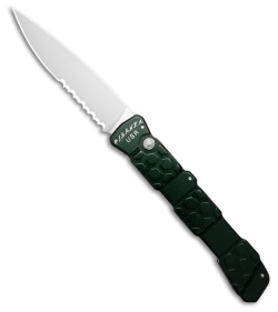 Piranha 21 Tactical Automatic Knife Green Aluminum (3.4" Polish Serr)
