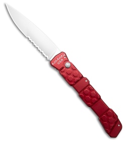 Piranha 21 Tactical Automatic Knife Red Aluminum (3.4" Polish Serr)