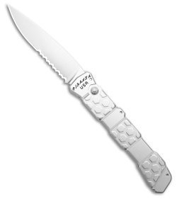Piranha 21 Tactical Automatic Knife Silver Aluminum (3.4" Polish Serr)