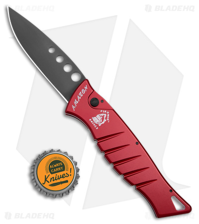 Piranha Amazon Automatic Knife Red Tactical (3.45" Black)
