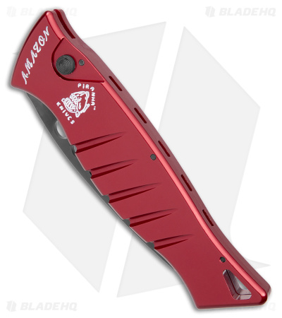 Piranha Amazon Automatic Knife Red Tactical (3.45" Black)