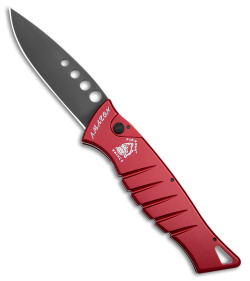 Piranha Amazon Automatic Knife Red Tactical (3.45" Black)