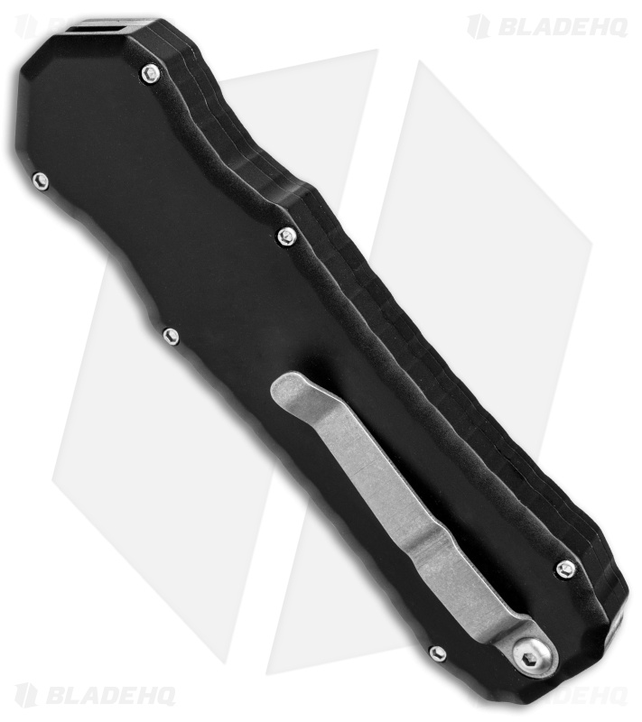 Piranha Excalibur OTF Automatic Knife Black Aluminum (3.2" Stonewash)