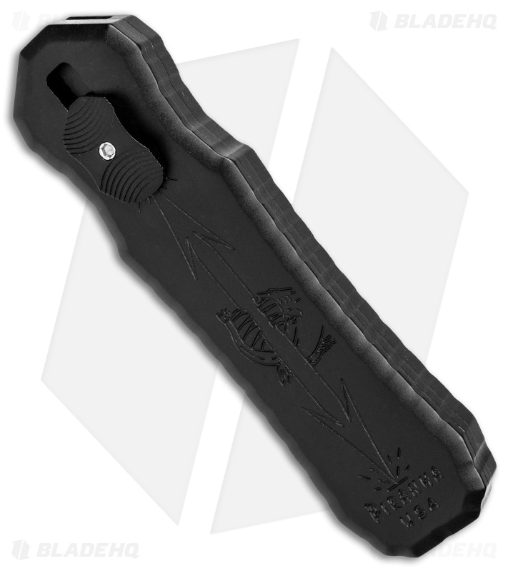 Piranha Excalibur OTF Automatic Knife Black Aluminum (3.2" Stonewash)