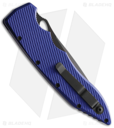 Piranha Predator Automatic Tactical Knife Blue Aluminum (4.1" Black)