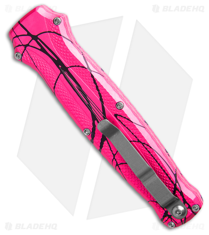 Piranha Rated-R  D/A Clip  Point OTF Auto Knife Pink Alum (3.5" Mirror) P-19PK