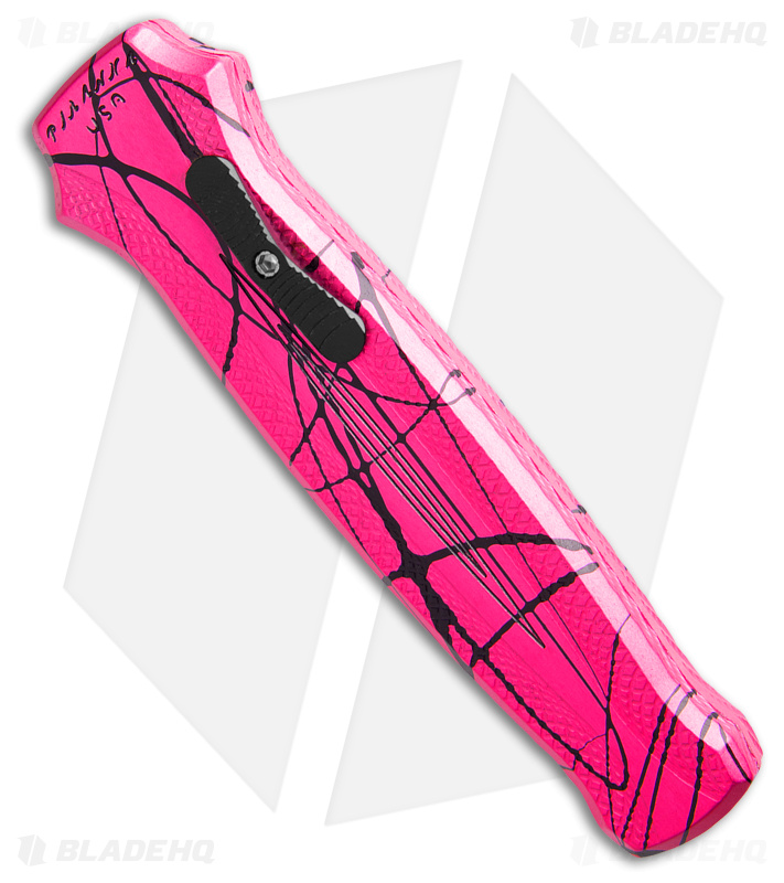 Piranha Rated-R  D/A Clip  Point OTF Auto Knife Pink Alum (3.5" Mirror) P-19PK