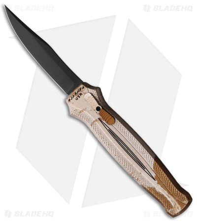 Piranha Knives Rated-R D/A OTF Automatic Knife Tan Camo Aluminum (3.5 Black)